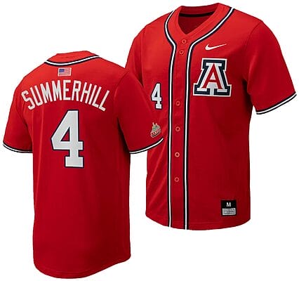 Brendan Summerhill Jersey #4 Arizona Wildcats Replica Baseball Full-Button Red 6 Brendan Summerhill Jersey #4 Arizona Wildcats Replica Baseball Full-Button Red