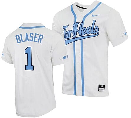 Bryce Blaser Jersey #1 North Carolina Tar Heels Baseball White Full-Button