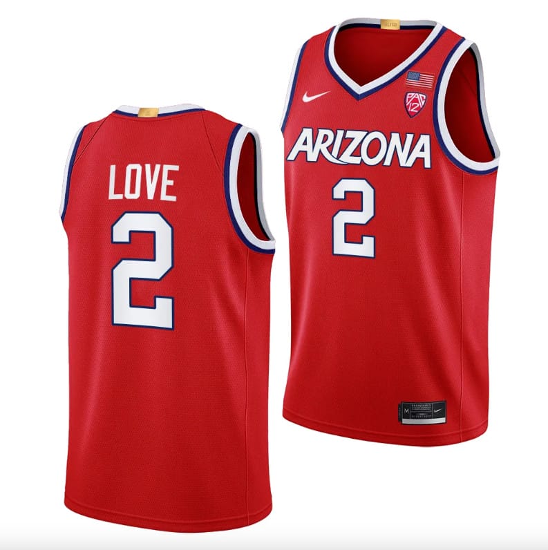 Caleb Love Jersey #2 Arizona Wildcats College Basketball Red 1 Caleb Love Jersey #2 Arizona Wildcats College Basketball Red