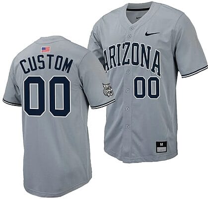 Custom Arizona Wildcats Jersey Name and Number Replica Baseball Full-Button Gray