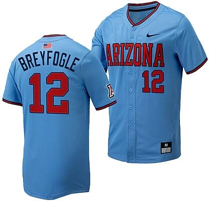 Easton Breyfogle Jersey #12 Arizona Wildcats Replica Baseball Full-Button Light Blue