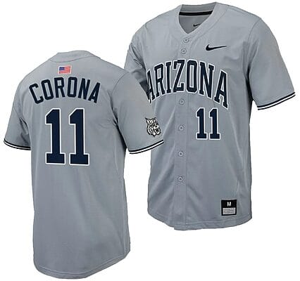 Emilio Corona Jersey #11 Arizona Wildcats Replica Baseball Full-Button Gray