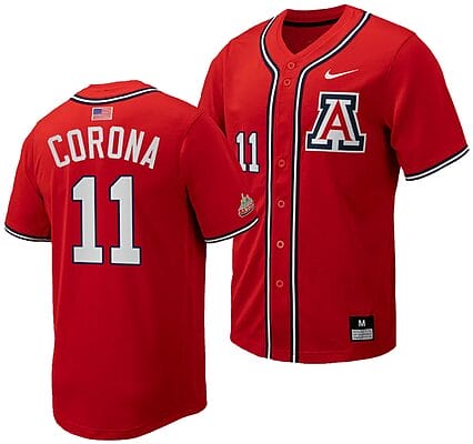 Emilio Corona Jersey #11 Arizona Wildcats Replica Baseball Full-Button Red