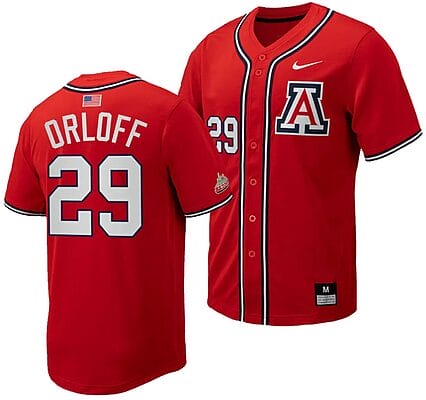 Eric Orloff Jersey #29 Arizona Wildcats Replica Baseball Full-Button Red