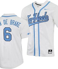 Jackson Van De Brake Jersey #6 North Carolina Tar Heels Baseball White Full-Button