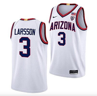 Pelle Larsson Jersey #3 Arizona Wildcats College Basketball White