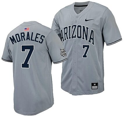 Richie Morales Jersey #7 Arizona Wildcats Replica Baseball Full-Button Gray 6 Richie Morales Jersey #7 Arizona Wildcats Replica Baseball Full-Button Gray