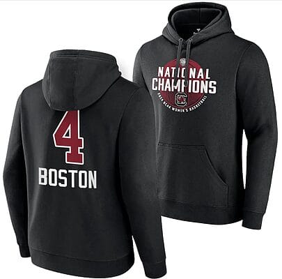 Aliyah Boston Hoodie #4 South Carolina Gamecocks 2024 NCAA Basketball National Champions Pullover Locker Room Black 8 Aliyah Boston Hoodie #4 South Carolina Gamecocks 2024 NCAA Basketball National Champions Pullover Locker Room Black