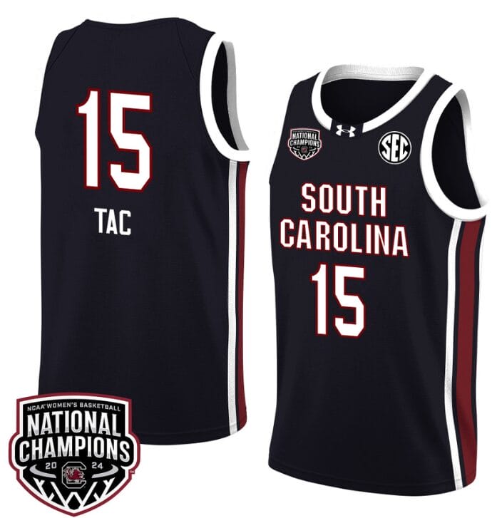 Adhel Tac Jersey #15 South Carolina Gamecocks 2024 NCAA Basketball National Champions Black 1 Adhel Tac Jersey #15 South Carolina Gamecocks 2024 NCAA Basketball National Champions Black