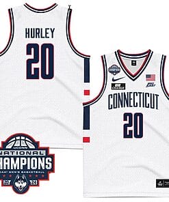 Andrew Hurley Jersey #20 UConn Huskies 2024 NCAA Basketball National Champions White
