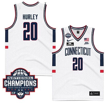 Andrew Hurley Jersey #20 UConn Huskies 2024 NCAA Basketball National Champions White