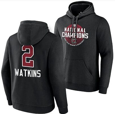 Ashlyn Watkins Hoodie #2 South Carolina Gamecocks 2024 NCAA Basketball National Champions Pullover Locker Room Black