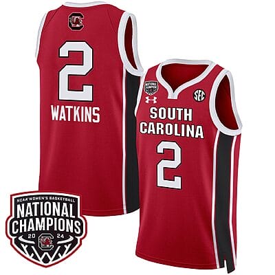 Ashlyn Watkins Jersey #2 South Carolina Gamecocks Basketball 2024 National Champions All Stitched Red