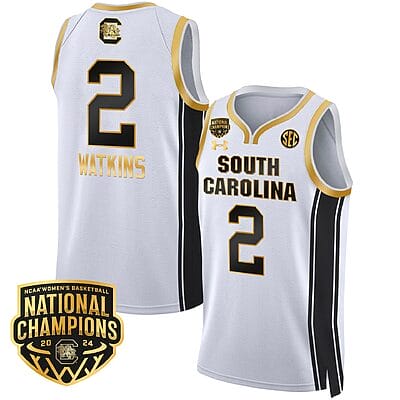 Ashlyn Watkins Jersey #2 South Carolina Gamecocks Basketball 2024 National Champions All Stitched White Gold