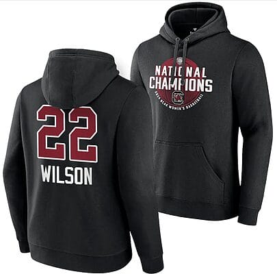 Aja Wilson Hoodie #22 South Carolina Gamecocks 2024 NCAA Basketball National Champions Pullover Locker Room Black