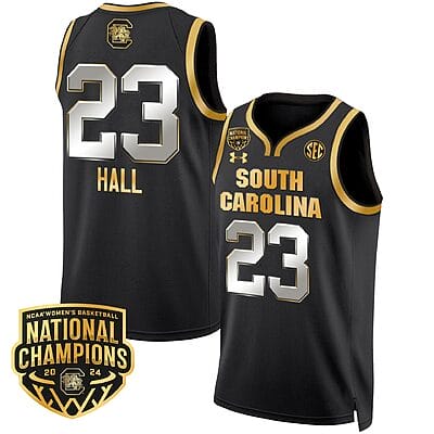 Bree Hall Jersey #23 South Carolina Gamecocks Basketball 2024 National Champions All Stitched Black Gold