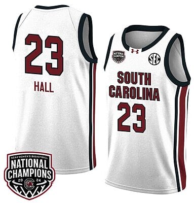 Bree Hall Jersey #23 South Carolina Gamecocks 2024 NCAA Basketball National Champions White Red 8 Bree Hall Jersey #23 South Carolina Gamecocks 2024 NCAA Basketball National Champions White Red