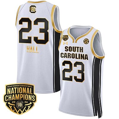 Bree Hall Jersey #23 South Carolina Gamecocks Basketball 2024 National Champions All Stitched White Gold