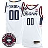 Custom UConn Huskies Jersey Name And Number Basketball 2024 Back To Back Champions Patch White Home