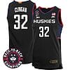Donovan Clingan Jersey #32 UConn Huskies Basketball 2024 Back To Back Champions Patch Black
