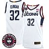 Donovan Clingan Jersey #32 UConn Huskies Basketball 2024 Back To Back Champions Patch White Home 5 Donovan Clingan Jersey #32 UConn Huskies Basketball 2024 Back To Back Champions Patch White Home