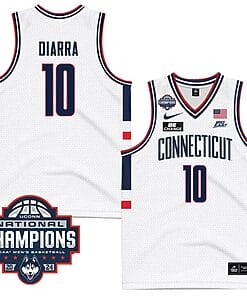 Hassan Diarra Jersey #10 UConn Huskies 2024 NCAA Basketball National Champions White