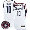 Hassan Diarra Jersey #10 UConn Huskies Basketball 2024 Back To Back Champions Patch White Home