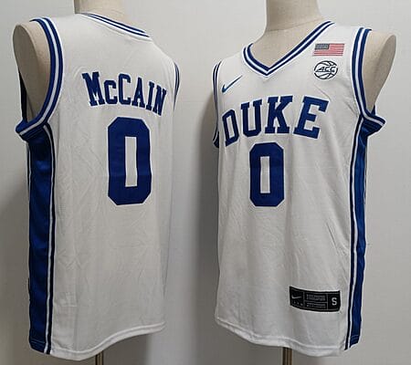 Jared McCain Jersey #0 Duke Blue Devils College Basketball Stitched White 8 Jared McCain Jersey #0 Duke Blue Devils College Basketball Stitched White