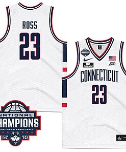 Jayden Ross Jersey #23 UConn Huskies 2024 NCAA Basketball National Champions White