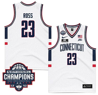 Jayden Ross Jersey #23 UConn Huskies 2024 NCAA Basketball National Champions White