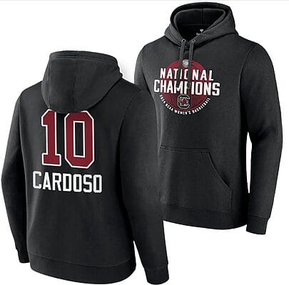 Kamilla Cardoso Hoodie #10 South Carolina Gamecocks 2024 NCAA Basketball National Champions Pullover Locker Room Black
