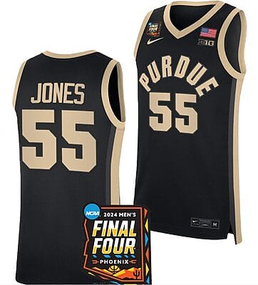 Lance Jones Jersey #55 Purdue Boilermakers 2024 NCAA March Madness Final Four Basketball Black