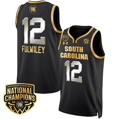 MiLaysia Fulwiley Jersey #12 South Carolina Gamecocks Basketball 2024 National Champions All Stitched Black Gold