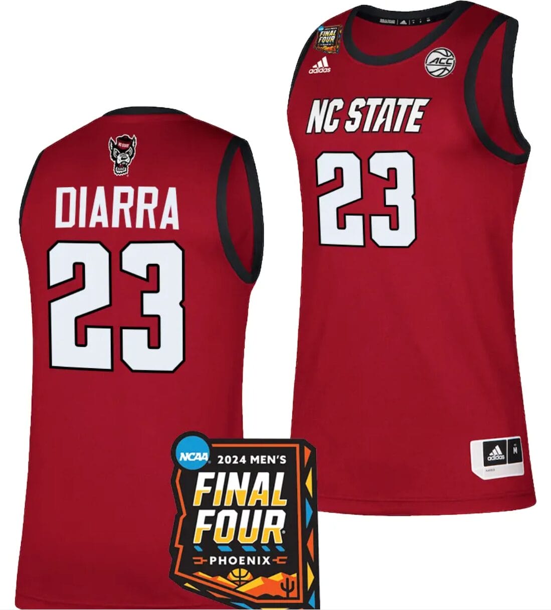Mohamed Diarra Jersey #23 NC State Wolfpack 2024 NCAA March Madness Final Four Basketball Red 1 Mohamed Diarra Jersey #23 NC State Wolfpack 2024 NCAA March Madness Final Four Basketball Red
