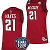 Madison Hayes Jersey #21 NC State Wolfpack Basketball 2024 NCAA March Madness Final Four Red