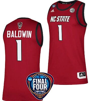 River Baldwin Jersey #1 NC State Wolfpack Basketball 2024 NCAA March Madness Final Four Red
