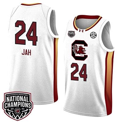 Sahnya Jah Jersey #24 South Carolina Gamecocks 2024 NCAA Basketball National Champions White Yellow