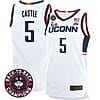 Stephon Castle Jersey #5 UConn Huskies Basketball 2024 Back To Back Champions Patch White Home 4 Stephon Castle Jersey #5 UConn Huskies Basketball 2024 Back To Back Champions Patch White Home