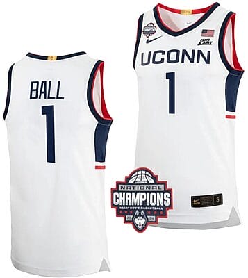 Solomon Ball Jersey #1 UConn Huskies 2024 NCAA Basketball National Champions White Elite 8 Solomon Ball Jersey #1 UConn Huskies 2024 NCAA Basketball National Champions White Elite