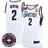Tristen Newton Jersey #2 UConn Huskies Basketball 2024 Back To Back Champions Patch White