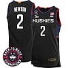 Tristen Newton Jersey #2 UConn Huskies Basketball 2024 Back To Back Champions Patch Black
