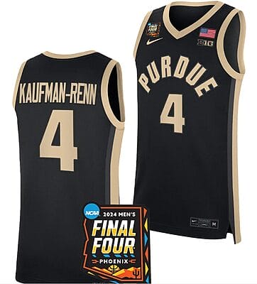 Trey Kaufman Renn Jersey #4 Purdue Boilermakers 2024 NCAA March Madness Final Four Basketball Black