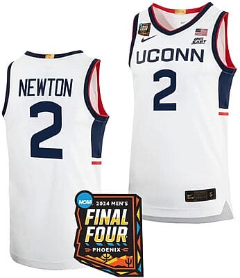 Tristen Newton Jersey #2 UConn Huskies Basketball 2024 NCAA March Madness Final Four White
