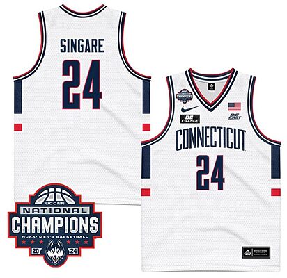 Youssouf Singare Jersey #24 UConn Huskies 2024 NCAA Basketball National Champions White
