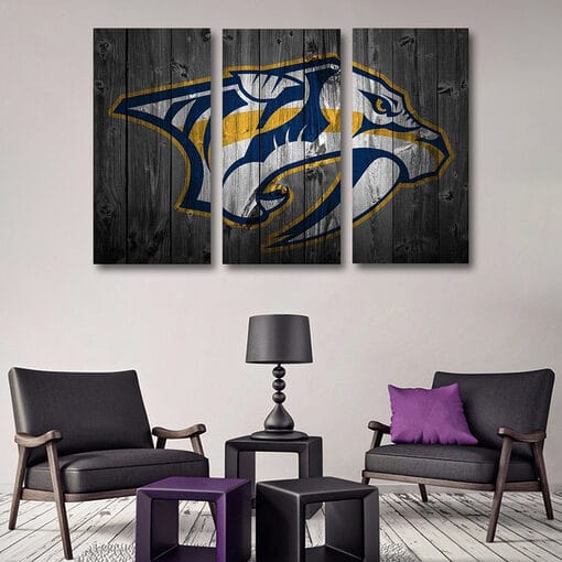 Nashville Predators - Multi Panel Canvas Prints Wall Art Home Decor Frame Set - Image 3