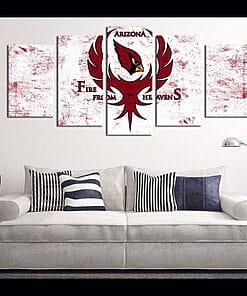 Arizona Cardinals Logo 2 – 5 Panel Canvas Prints Wall Art Home Decor Frame Set