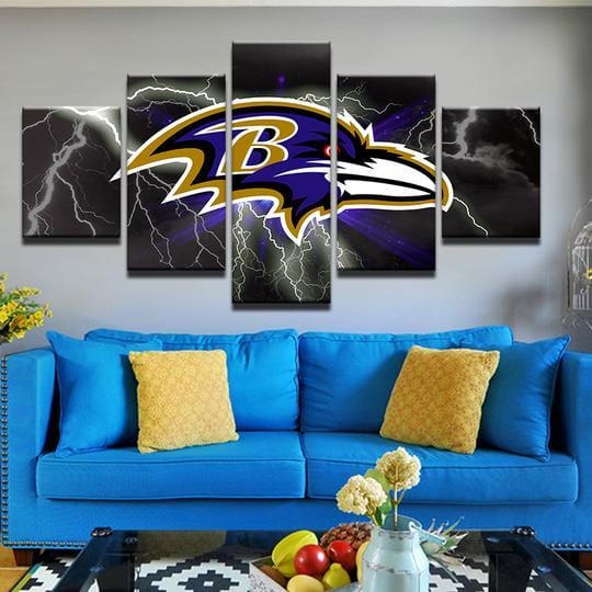 Baltimore Ravens 22 – 5 Panel Canvas Prints Wall Art Home Decor Frame Set 2 Baltimore Ravens 22 – 5 Panel Canvas Prints Wall Art Home Decor Frame Set - Image 2