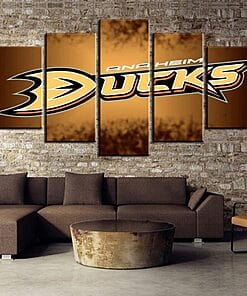 Alternative view of Anaheim Ducks Hockey 1 – 5 Panel Canvas Prints Wall Art Home Decor Frame Set