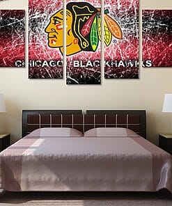 Chicago Blackhawks 5 – 5 Panel Canvas Prints Wall Art Home Decor Frame Set