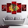 5 Panel Chicago Blackhawks Ice Hockey Sports Team Pictures Wall Canvas Painting 1024x1024